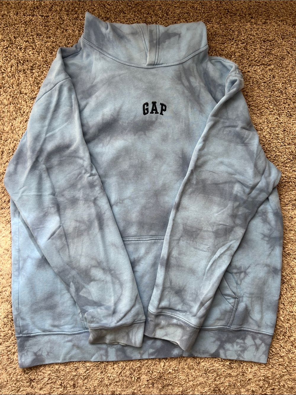 GAP Men's Light Blue Tie-Dye Hoodie